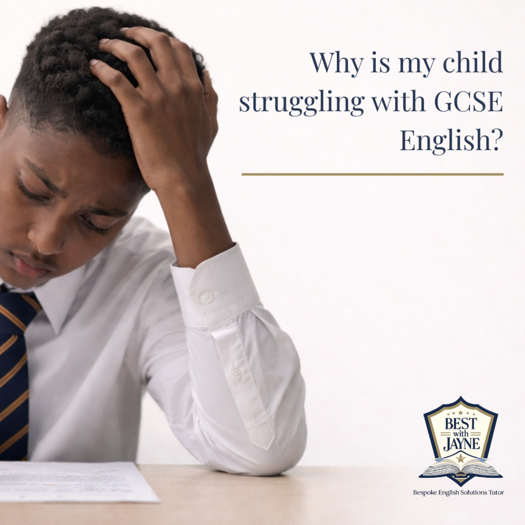 Image of a student, struggling with GCSE English
